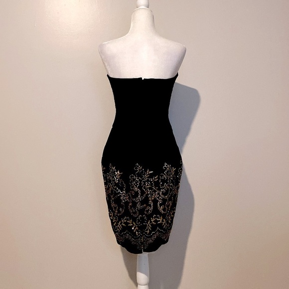 Jessica McClintock gunned sax black velvet gold glitter evening dress - Picture 6 of 11